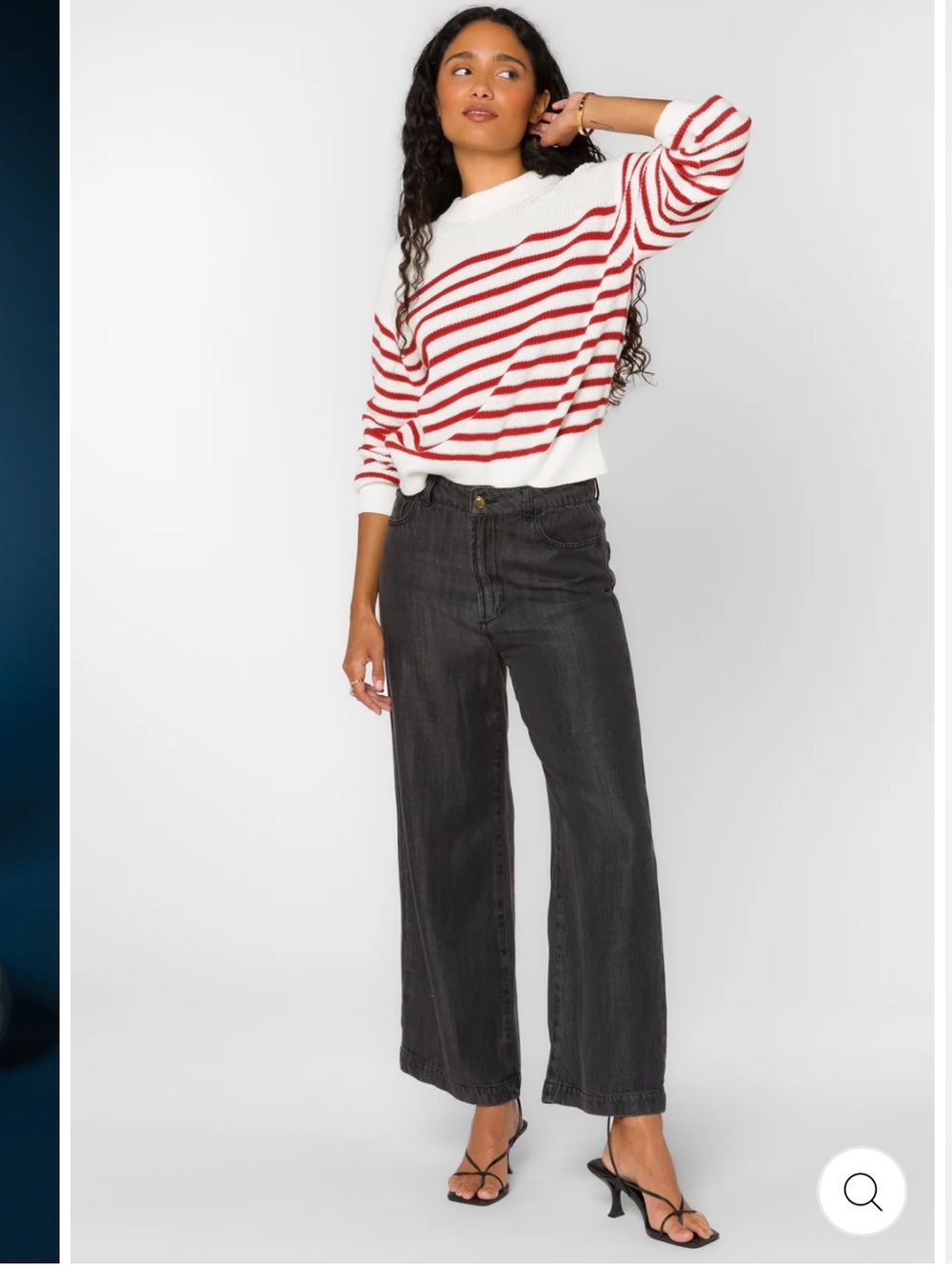 Velvet Heart Cream and Red Striped Scoop-Neck Sweater